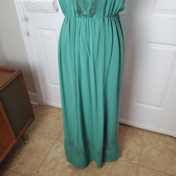 Matilda Jane Maxi Dress Womens Small Green Sleeveless Rayon Comfy Long Crochet - Picture 10 of 16